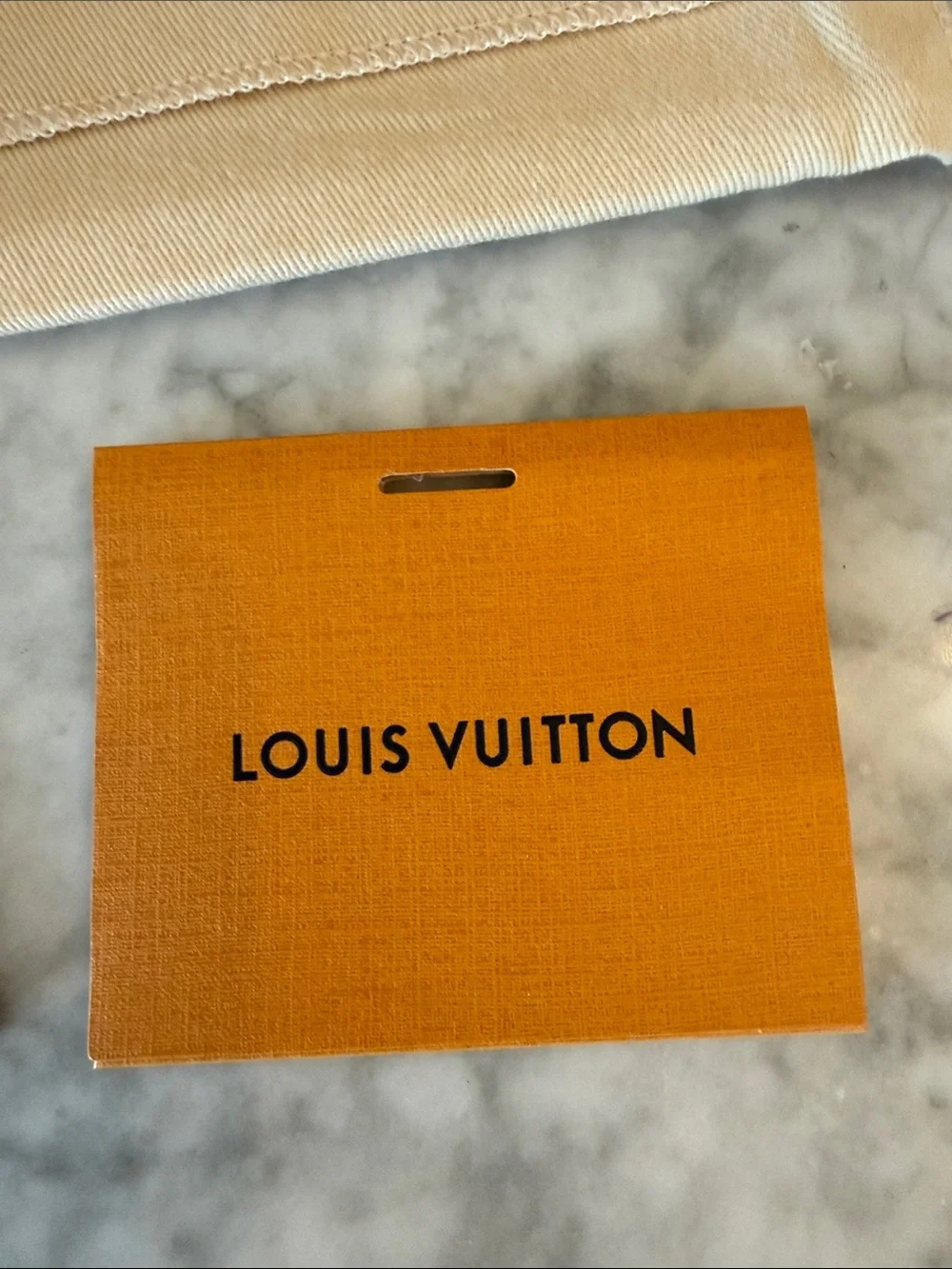Louis Vuitton Orange and Cream Gift Set with Navy Accents